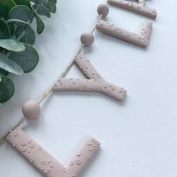 Mini Floral Name Garland - Personalised Nursery Decor Wall Hanging Kids Bedroom Shelf Decor Bunting Baby Gift - thumbnail 3