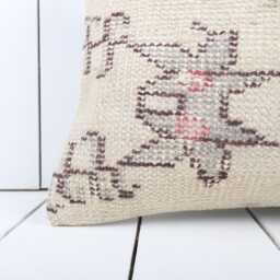Vintage Turkish Kilim Lumbar Pillow Cover 12x24 Inch, Handmade - thumbnail 2