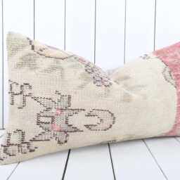 Vintage Turkish Kilim Lumbar Pillow Cover 12x24 Inch, Handmade - thumbnail 3