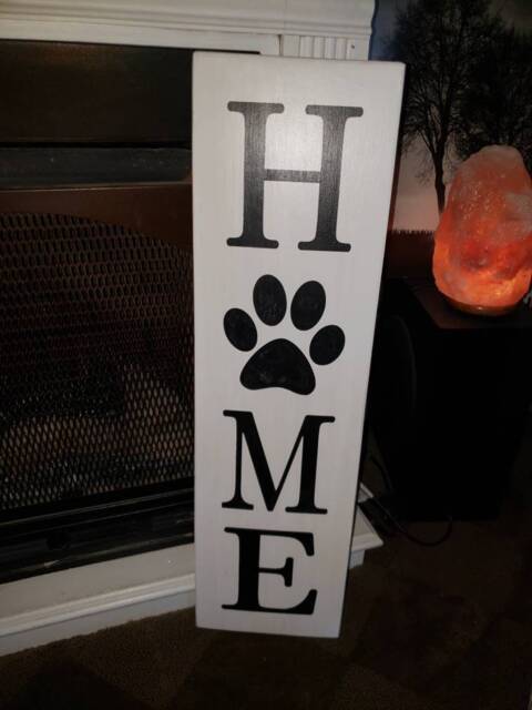 Home Wood Sign With Paw Print Distressed Rustic Entryway Large Kitchen Primitive Farmhouse Decor Fixer Dog Lover Wall Hanging Gift - image 1