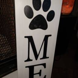 Home Wood Sign With Paw Print Distressed Rustic Entryway Large Kitchen Primitive Farmhouse Decor Fixer Dog Lover Wall Hanging Gift - thumbnail 3