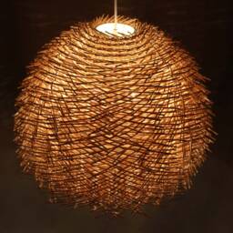Rattan Bird Nest Pendant Light - Rustic Bell-Shaped Lampshade - thumbnail 2