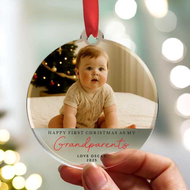 Baby First Christmas As Grandparents Ornament, Personalised Photo