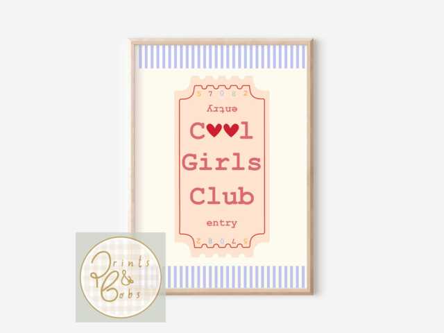 Cool Girls Club Ticket Print, Positive Affirmation Wall Art - Unframed - image 1