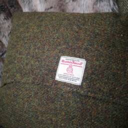Harris Tweed Santa Embroidered Christmas Cushion Cover - thumbnail 3