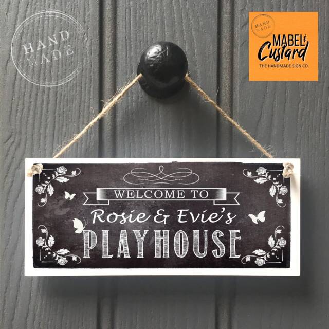 Personalised Kids Playhouse Sign - Chalkboard Style Playhouse Or Play Den Sign - image 1