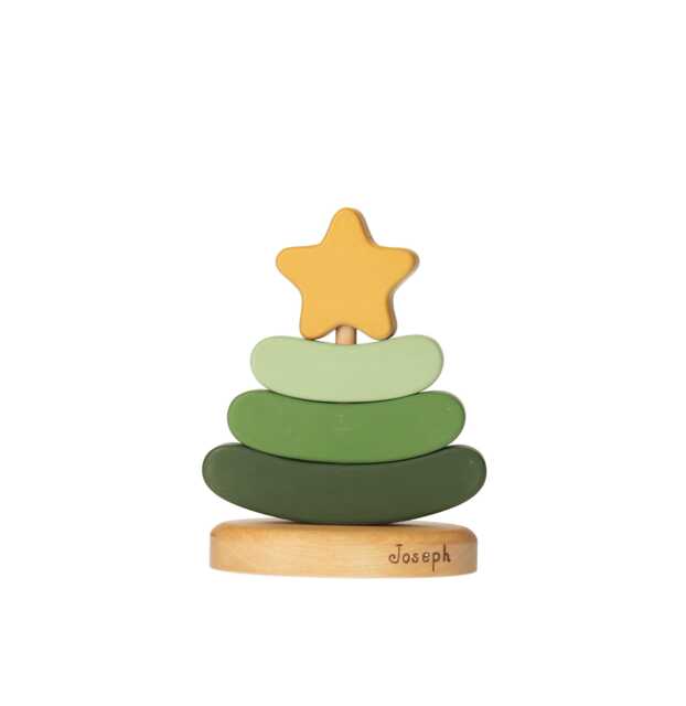 Personalized Wooden Christmas Tree Stacking Toy Montessori Gift - image 1