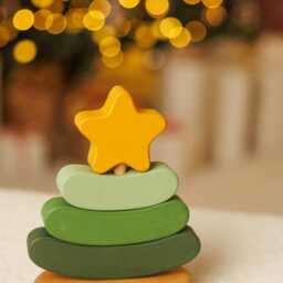 Personalized Wooden Christmas Tree Stacking Toy Montessori Gift - thumbnail 2