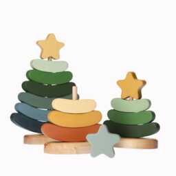 Personalized Wooden Christmas Tree Stacking Toy Montessori Gift - thumbnail 4