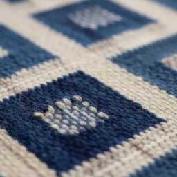 Handmade Scandinavian Kilim Rug, Blue & Ivory Swedish Marianne Ritcher Inspired Home Decor - thumbnail 3