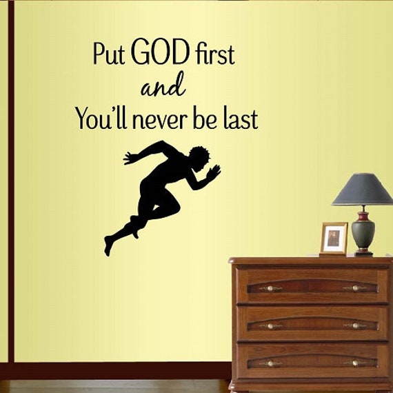 In-Style Decals Wall Vinyl Decal Home Decor Sticker Put God First & You Never Be Last Phrase Quote Sprinter Runner Man Sports Design 220 - image 1