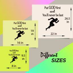 In-Style Decals Wall Vinyl Decal Home Decor Sticker Put God First & You Never Be Last Phrase Quote Sprinter Runner Man Sports Design 220 - thumbnail 2