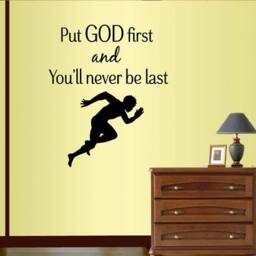 In-Style Decals Wall Vinyl Decal Home Decor Sticker Put God First & You Never Be Last Phrase Quote Sprinter Runner Man Sports Design 220 - thumbnail 1