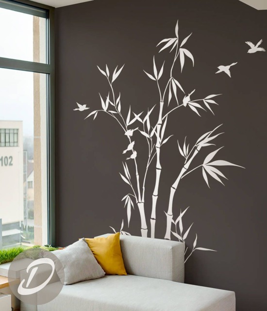 Bamboo Tree Forest Wall Decal Large Nursery Wall Decal Stalks Sticker Decor Removable Tree Decor Art Am044 - image 1