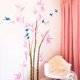 Bamboo Tree Forest Wall Decal Large Nursery Wall Decal Stalks Sticker Decor Removable Tree Decor Art Am044 - thumbnail 3