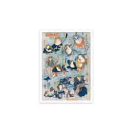 Japanese Art Frogs Print Poster Woodblock Ukiyo-E Framed Mounted Wall Utagawa Kuniyoshi Samurai Kabuki Toad Tattoo Cute Kawaii Calligraphy - thumbnail 2