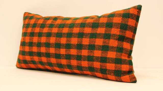 Handmade Lumbar Kilim Pillow 12x24Inch 30x60 cm Oriental Boho Turkish Small Oblong Kilim Cushion Covertribal Pillows 4Oaf-91 - image 1