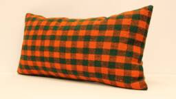 Handmade Lumbar Kilim Pillow 12x24Inch 30x60 cm Oriental Boho Turkish Small Oblong Kilim Cushion Covertribal Pillows 4Oaf-91 - thumbnail 1
