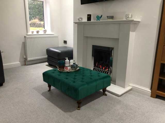 Handmade Chesterfield Plush Velvet Ottoman - Tufted Coffee Table With Castor Legs - image 1