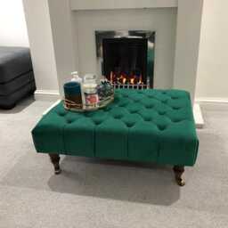 Handmade Chesterfield Plush Velvet Ottoman - Tufted Coffee Table With Castor Legs - thumbnail 3
