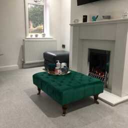 Handmade Chesterfield Plush Velvet Ottoman - Tufted Coffee Table With Castor Legs - thumbnail 2