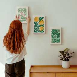 Canvas Set Of 3 - Minimalist Plant Patterns With Fruits & Leaves, Green Large Wall Art, Plants Flowers Hanging Piece - thumbnail 3