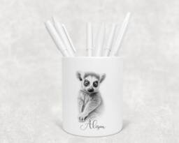 Personalised Pencil Drawing Sketched Lemur Pot, Ideal Gift, Birthday