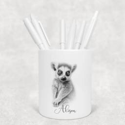 Personalised Pencil Drawing Sketched Lemur Pot, Ideal Gift, Birthday - thumbnail 4