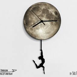 Gymnastic Acrobat Swinging On The Moon - Wall Clock With Pendulum Clock Unique Decor Gift Idea - thumbnail 2