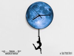 Gymnastic Acrobat Swinging On The Moon - Wall Clock With Pendulum Clock Unique Decor Gift Idea