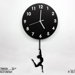 Gymnastic Acrobat Swinging On The Moon - Wall Clock With Pendulum Clock Unique Decor Gift Idea - thumbnail 3