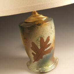 Table Lamp Handmade Green Ceramic With Shade in Leaf Glaze, Available By Order - thumbnail 3