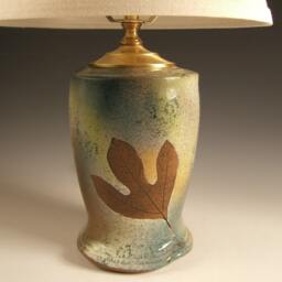 Table Lamp Handmade Green Ceramic With Shade in Leaf Glaze, Available By Order - thumbnail 4