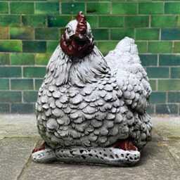 Stone Chicken Statue Farmhouse Garden Decoration Concrete Hen Sculpture Yard Ornament Cement Figurine Country Home Art - thumbnail 2