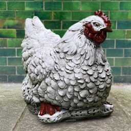 Stone Chicken Statue Farmhouse Garden Decoration Concrete Hen Sculpture Yard Ornament Cement Figurine Country Home Art - thumbnail 1