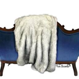 Plush Faux Fur Throw Blanket, Black Tipped Arctic Wolf Shag, Usa - thumbnail 2
