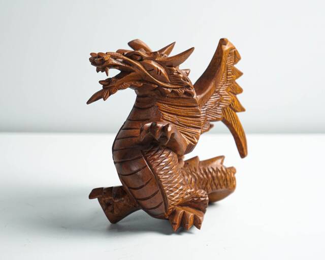 Wooden Dragon Statue, Unique Sculpture, Chinese Dragon, Mystical Animal, Handmade, Home Decor, Gift For Her, Birthday - image 1