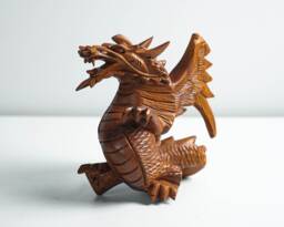 Wooden Dragon Statue, Unique Sculpture, Chinese Dragon, Mystical Animal, Handmade, Home Decor, Gift For Her, Birthday - thumbnail 1