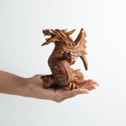 Wooden Dragon Statue, Unique Sculpture, Chinese Dragon, Mystical Animal, Handmade, Home Decor, Gift For Her, Birthday - thumbnail 4