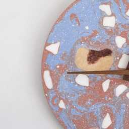 Terrazzo Wall Clock - Handmade Concrete Wooden Hands Unique Home Decor - thumbnail 3