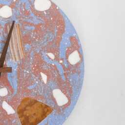 Terrazzo Wall Clock - Handmade Concrete Wooden Hands Unique Home Decor - thumbnail 4
