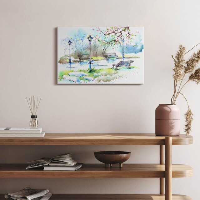 Picturesque View Of Spring in The Park Canvas, Picture Wall Hanging, Green Art, Art Canvas Painting - image 1