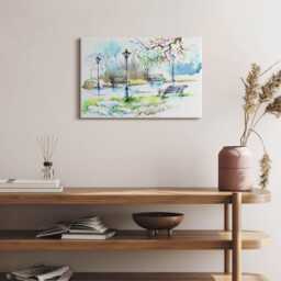 Picturesque View Of Spring in The Park Canvas, Picture Wall Hanging, Green Art, Art Canvas Painting - thumbnail 1
