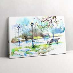 Picturesque View Of Spring in The Park Canvas, Picture Wall Hanging, Green Art, Art Canvas Painting - thumbnail 2