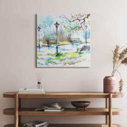Picturesque View Of Spring in The Park Canvas, Picture Wall Hanging, Green Art, Art Canvas Painting - thumbnail 3