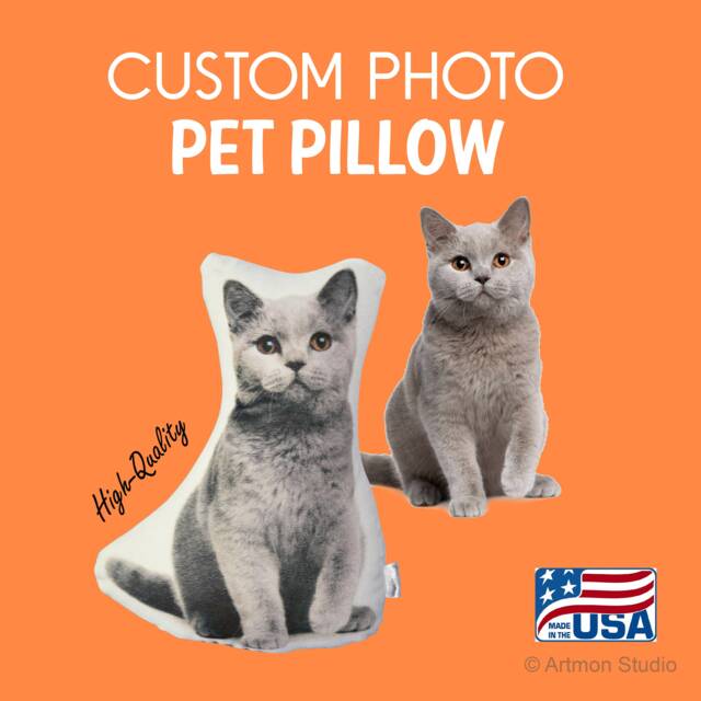 Custom Pet Pillow, Photo Puppy, Kitty Personalized Put Your Pet, Love, Baby Picture & Text, Dog Cat Family - image 1