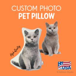 Custom Pet Pillow, Photo Puppy, Kitty Personalized Put Your Pet, Love, Baby Picture & Text, Dog Cat Family - thumbnail 1