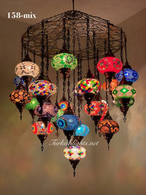 Turkish Mosaic Chandelier With 25 Large Globes , ID 158 - image 1