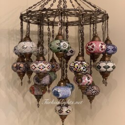 Turkish Mosaic Chandelier With 25 Large Globes , ID 158 - thumbnail 2