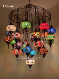 Turkish Mosaic Chandelier With 25 Large Globes , ID 158 - thumbnail 1